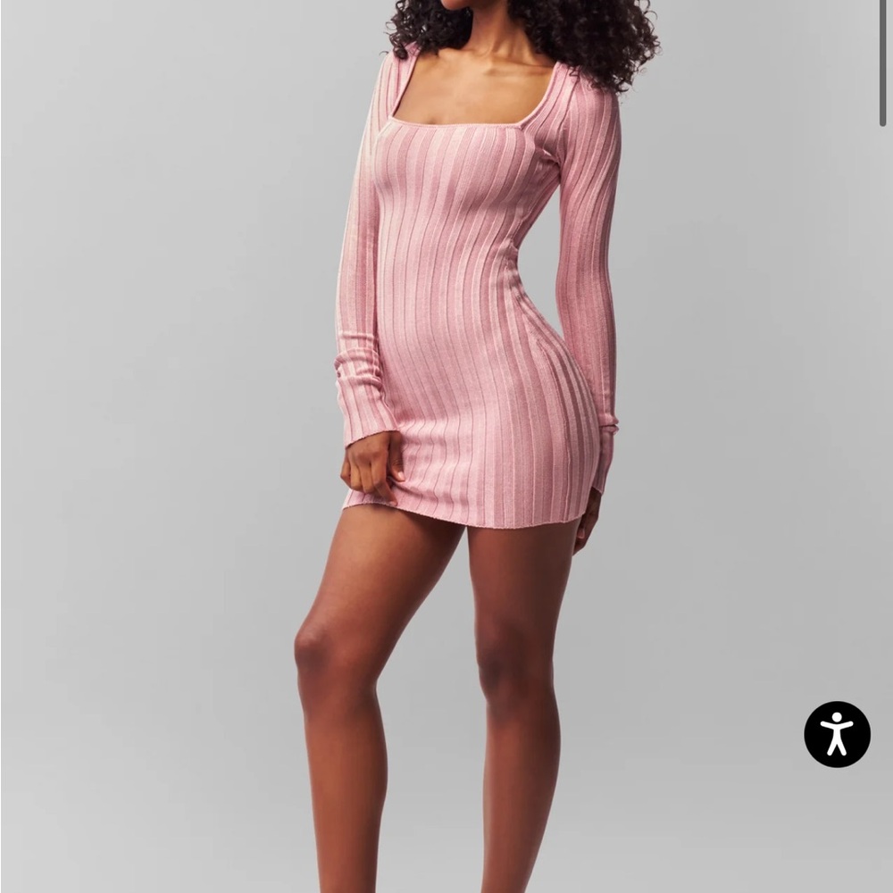 Danielle Guizio Pink Slinky Ribbed Mini Dress